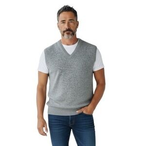 Lord & Taylor Men's L 100% Lambswool Sweater Vest V-Neck Gray Classic Preppy